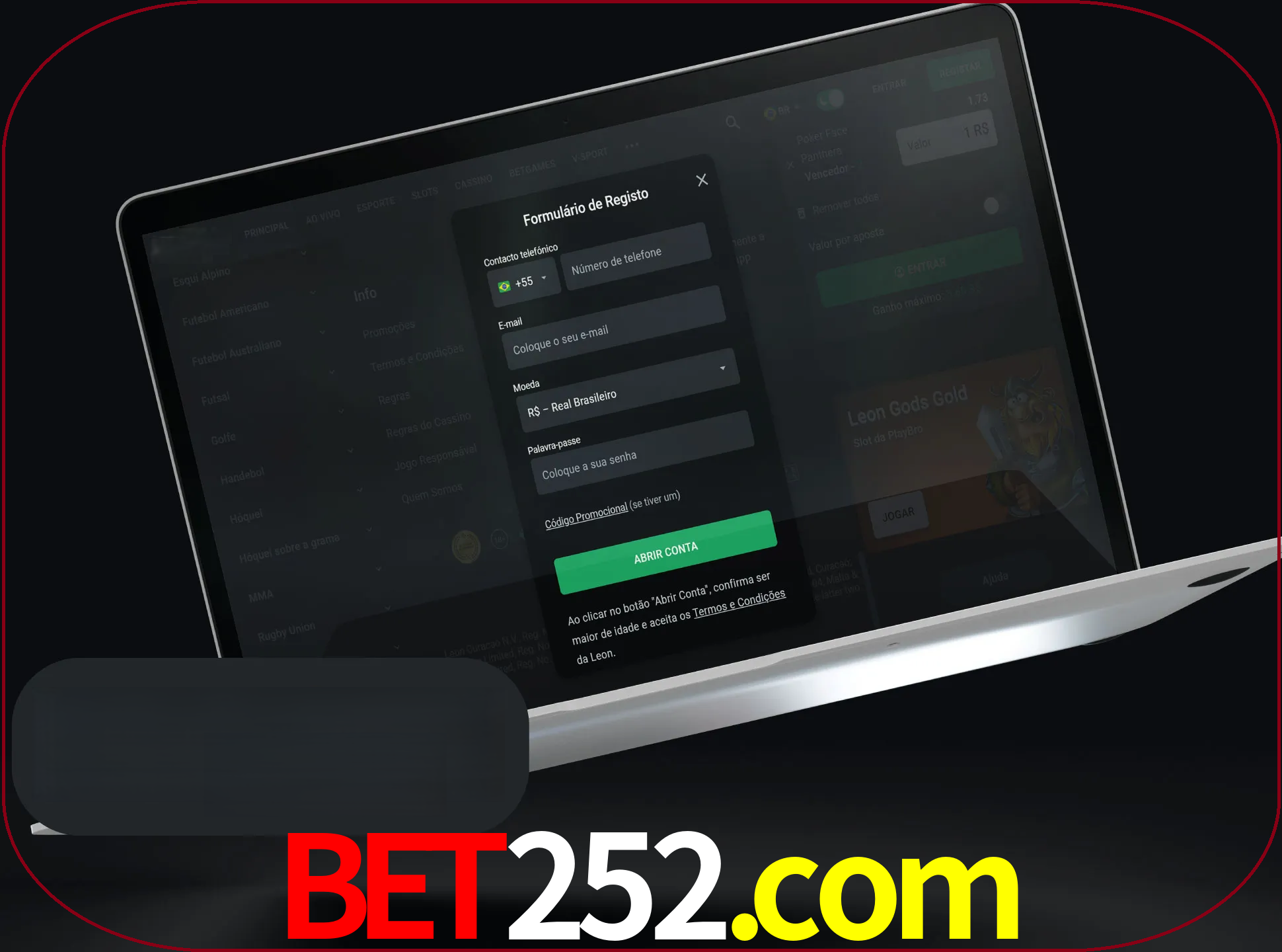 Abra o site da LeonBet e crie sua própria conta.
